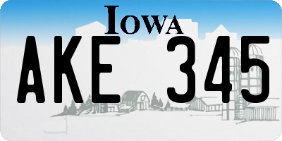 IA license plate AKE345