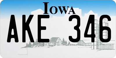 IA license plate AKE346