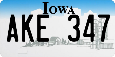 IA license plate AKE347