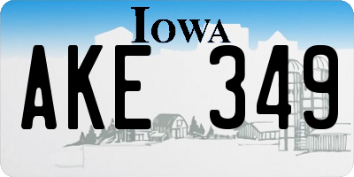 IA license plate AKE349