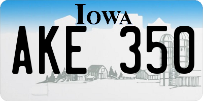 IA license plate AKE350