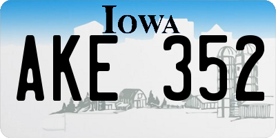 IA license plate AKE352