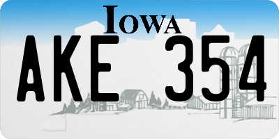 IA license plate AKE354