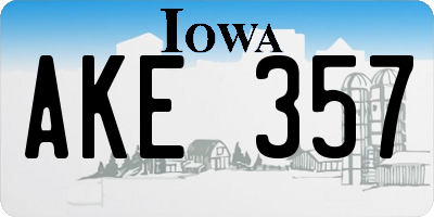 IA license plate AKE357