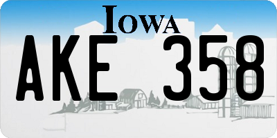 IA license plate AKE358