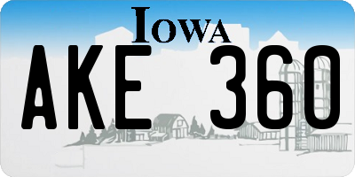 IA license plate AKE360