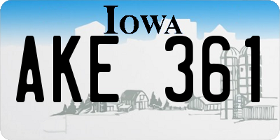 IA license plate AKE361