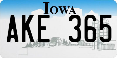 IA license plate AKE365