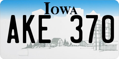 IA license plate AKE370