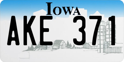 IA license plate AKE371