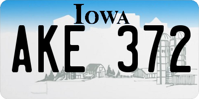 IA license plate AKE372