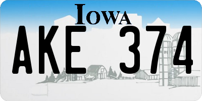 IA license plate AKE374