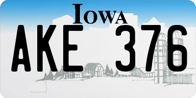 IA license plate AKE376