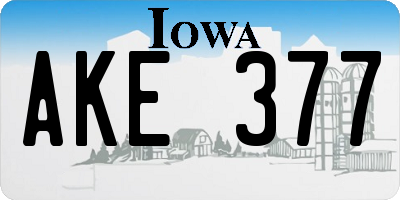 IA license plate AKE377