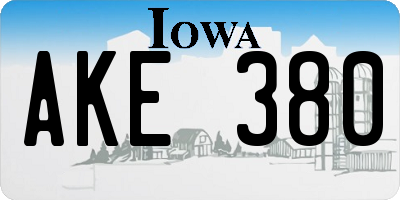 IA license plate AKE380