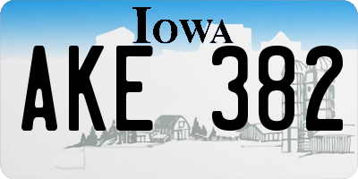 IA license plate AKE382