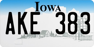 IA license plate AKE383