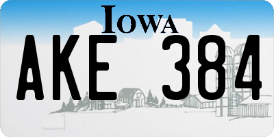 IA license plate AKE384