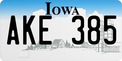 IA license plate AKE385