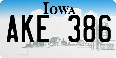 IA license plate AKE386