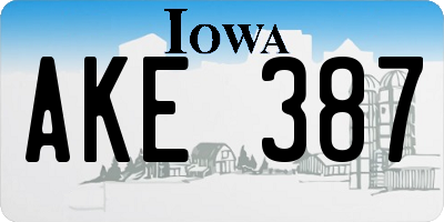 IA license plate AKE387