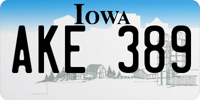 IA license plate AKE389