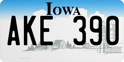 IA license plate AKE390