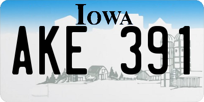 IA license plate AKE391