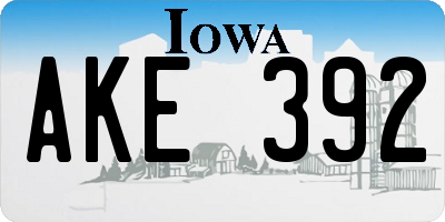 IA license plate AKE392