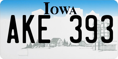 IA license plate AKE393