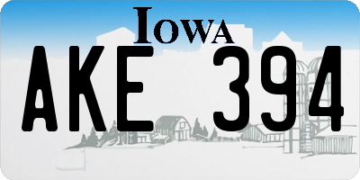 IA license plate AKE394