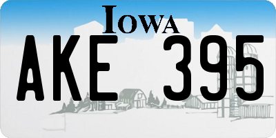 IA license plate AKE395