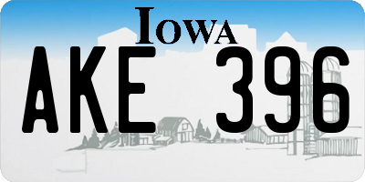 IA license plate AKE396