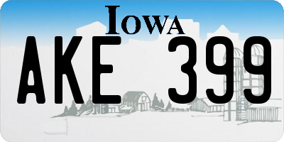 IA license plate AKE399