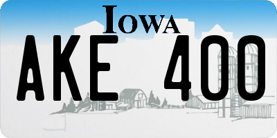 IA license plate AKE400