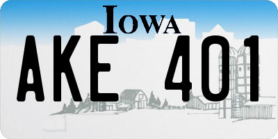 IA license plate AKE401