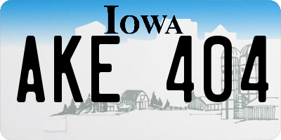 IA license plate AKE404