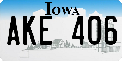 IA license plate AKE406