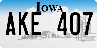 IA license plate AKE407