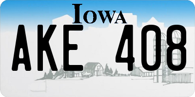 IA license plate AKE408