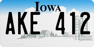 IA license plate AKE412