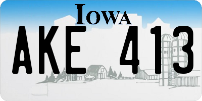 IA license plate AKE413