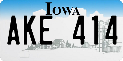 IA license plate AKE414