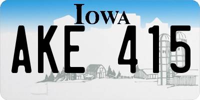 IA license plate AKE415