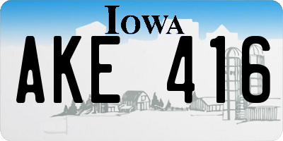 IA license plate AKE416