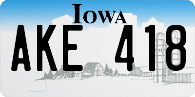IA license plate AKE418