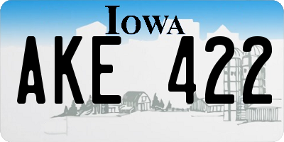 IA license plate AKE422