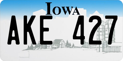 IA license plate AKE427