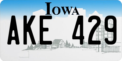 IA license plate AKE429