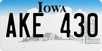 IA license plate AKE430